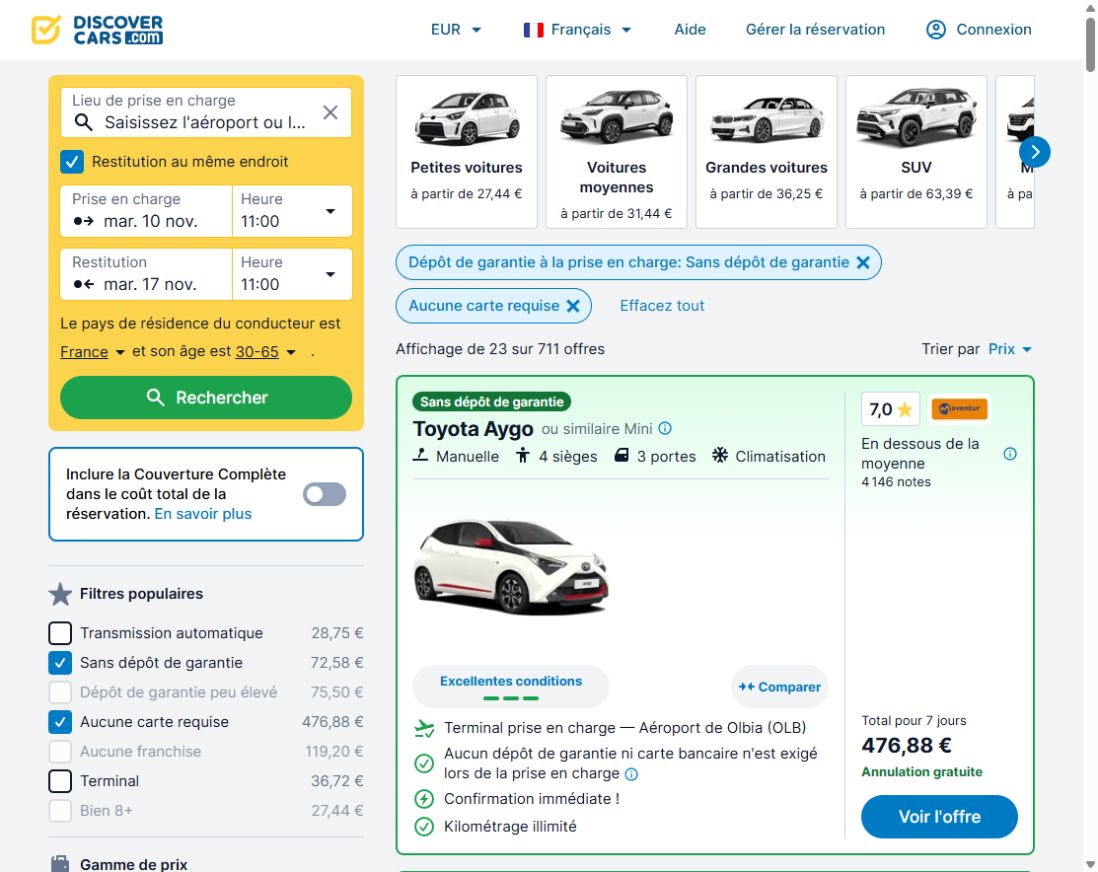 Toyota Aygo à Olbia avec Sans dépôt de garantie et Aucune carte requise activés