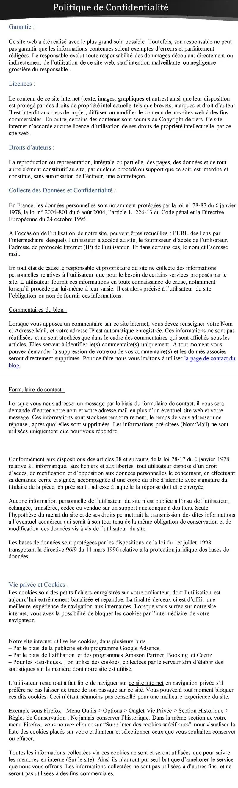 politique de confidentialite
